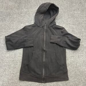 Lululemon Scuba Hoodie Jacket Full Zip Black Size 8 Thick Fleece Cotton Blend
